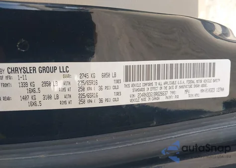 2011 Dodge Grand Caravan Mainstreet из США, поврежденный, VIN 2D4RN3DG1BR626637